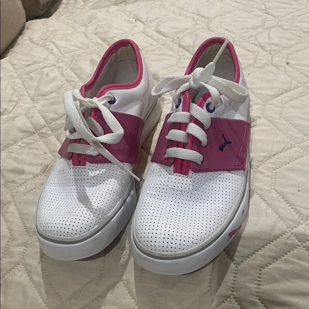 Puma Kids White and Pink Sneakers